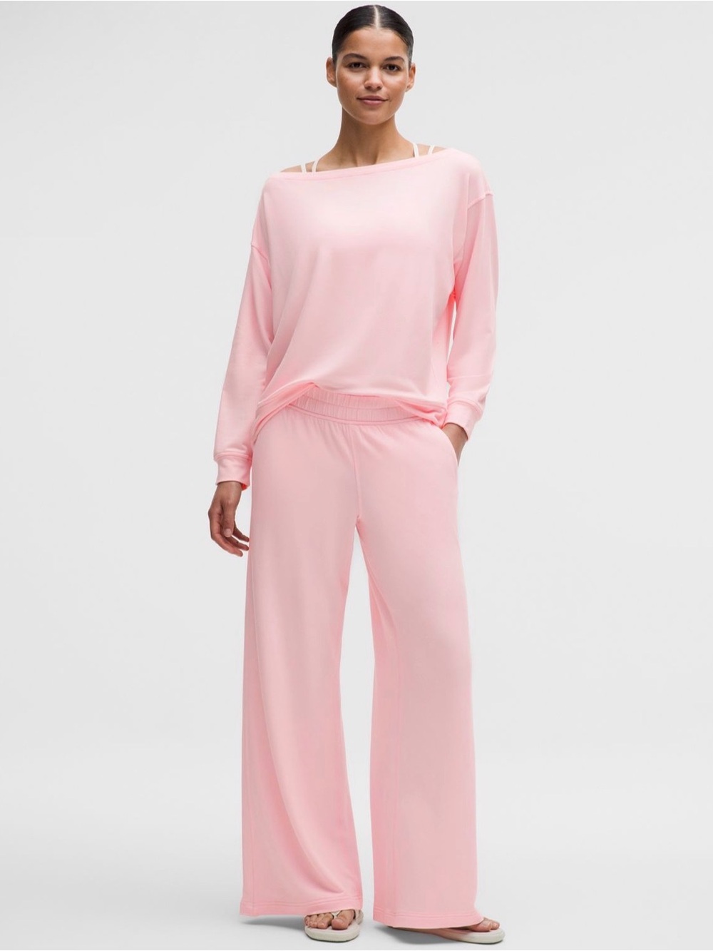 lululemon BeCalm Mid-Rise Wide-Leg Pant (NWT) Pink Pearl, Size Small